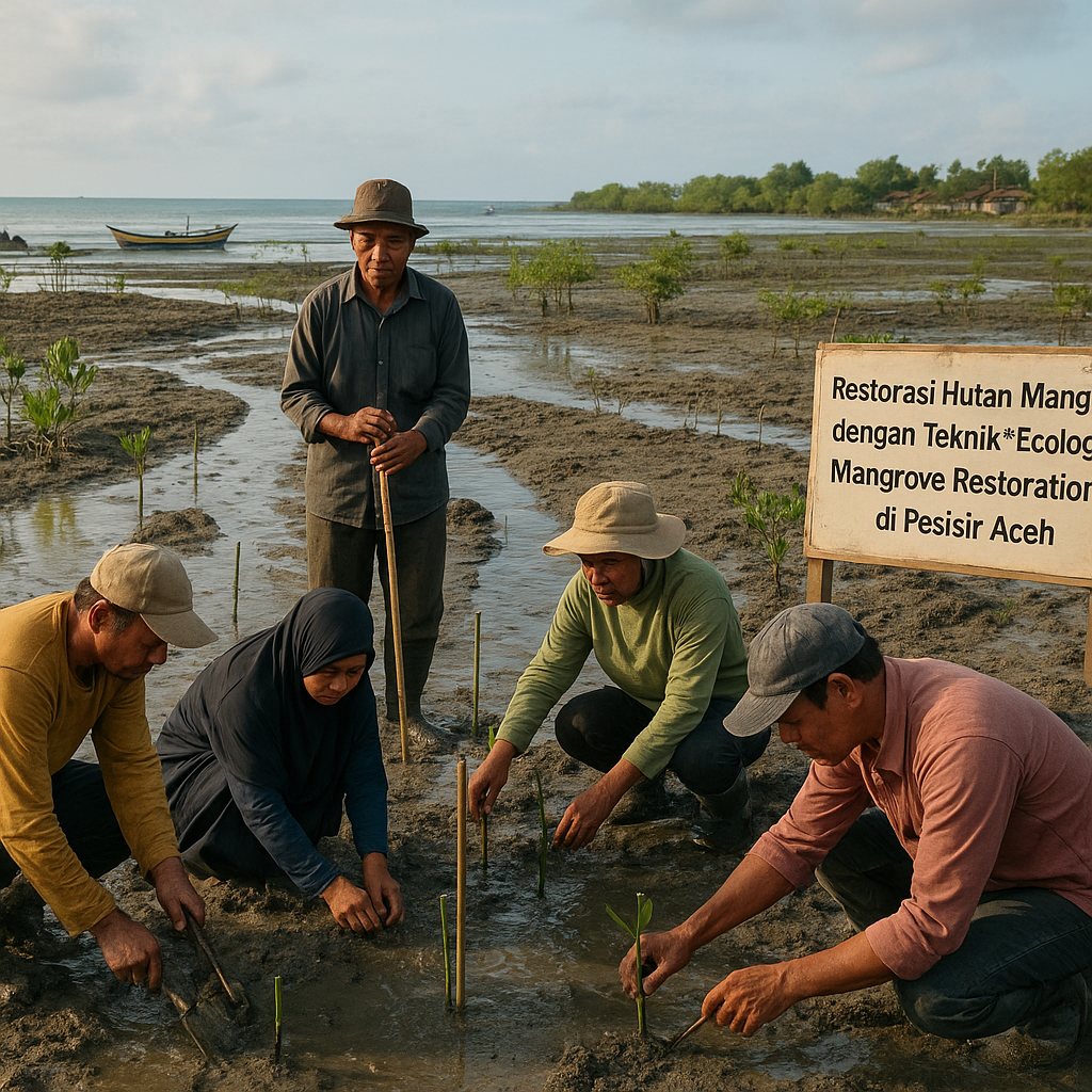 Restorasi Hutan Mangrove dengan Teknik 'Ecological Mangrove Restoration' di Pesisir Aceh