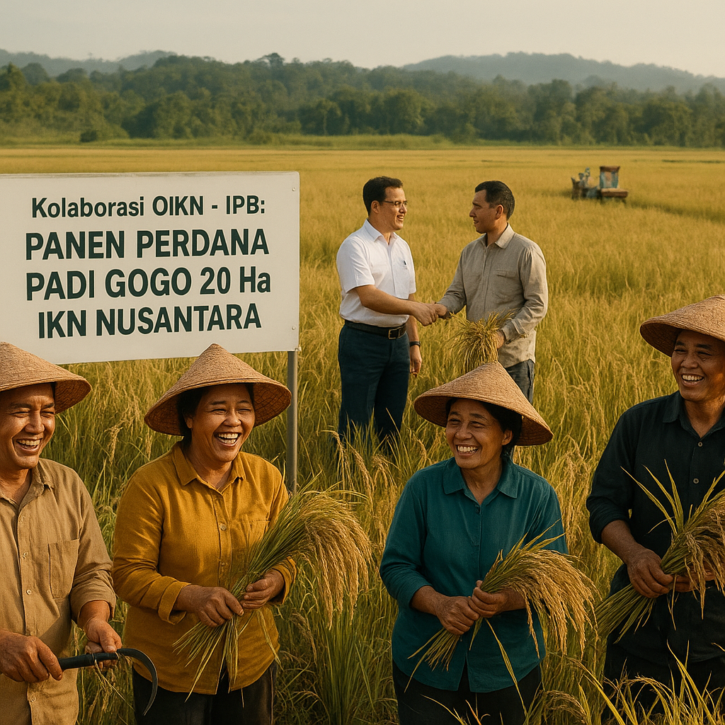 Kolaborasi OIKN-IPB Hasilkan Panen Padi Gogo 20 Hektare di Nusantara