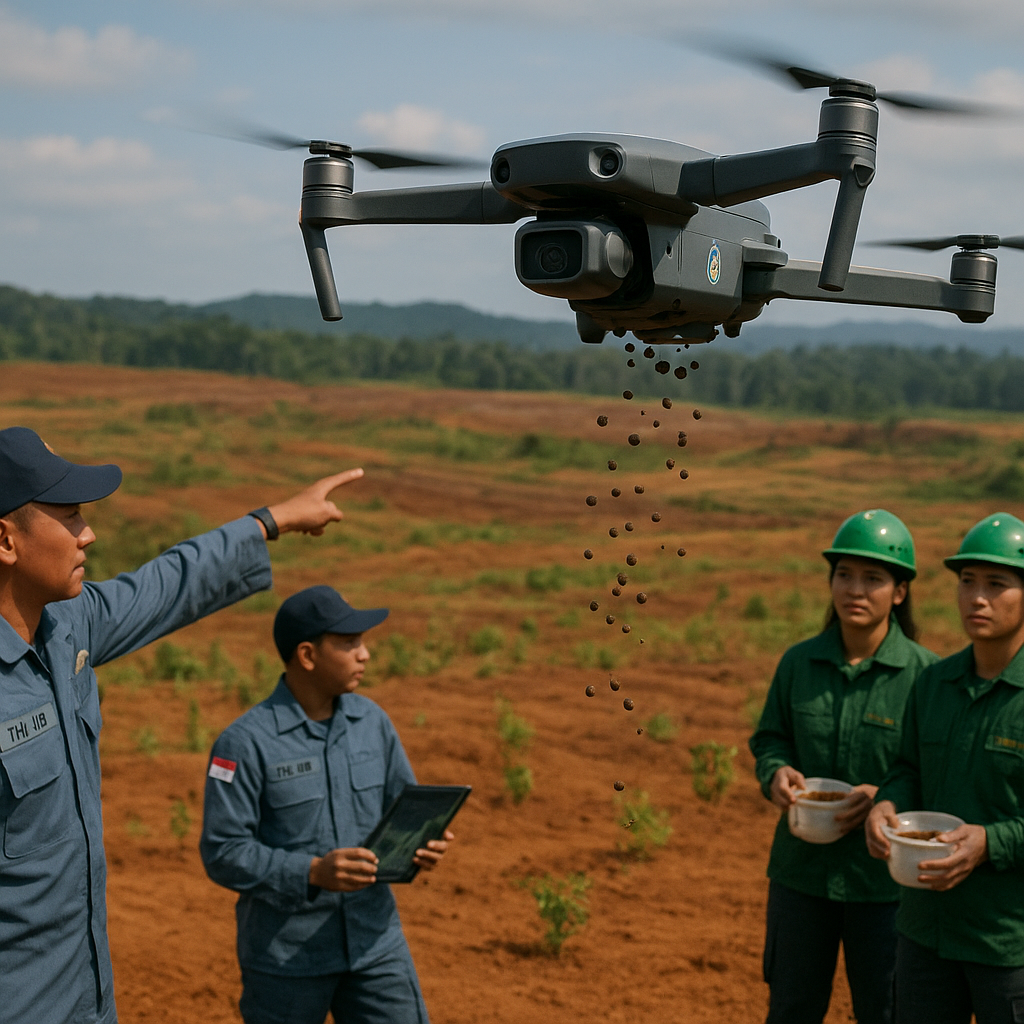 TNI AU Dukung Pemulihan Lahan Bekas Tambang di Kalimantan dengan Teknologi Drone Sebar Benih