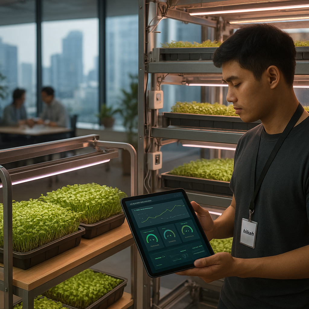 Vertical Farming dengan IoT dan AI: Startup Lokal Produksi Sayuran Microgreens di Gedung Perkantoran