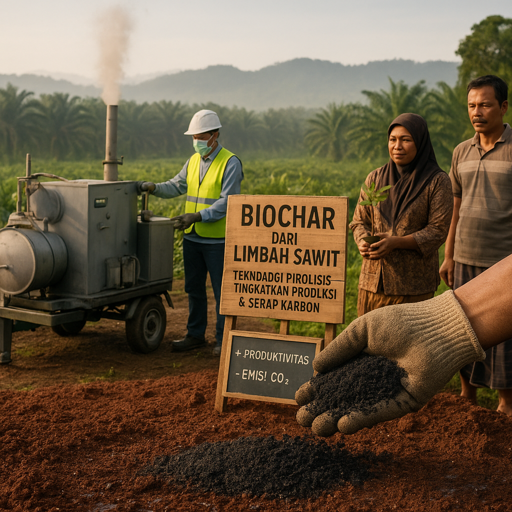 Biochar dari Limbah Sawit: Teknologi Tepat Guna Tingkatkan Produksi & Serap Karbon di Sumatera