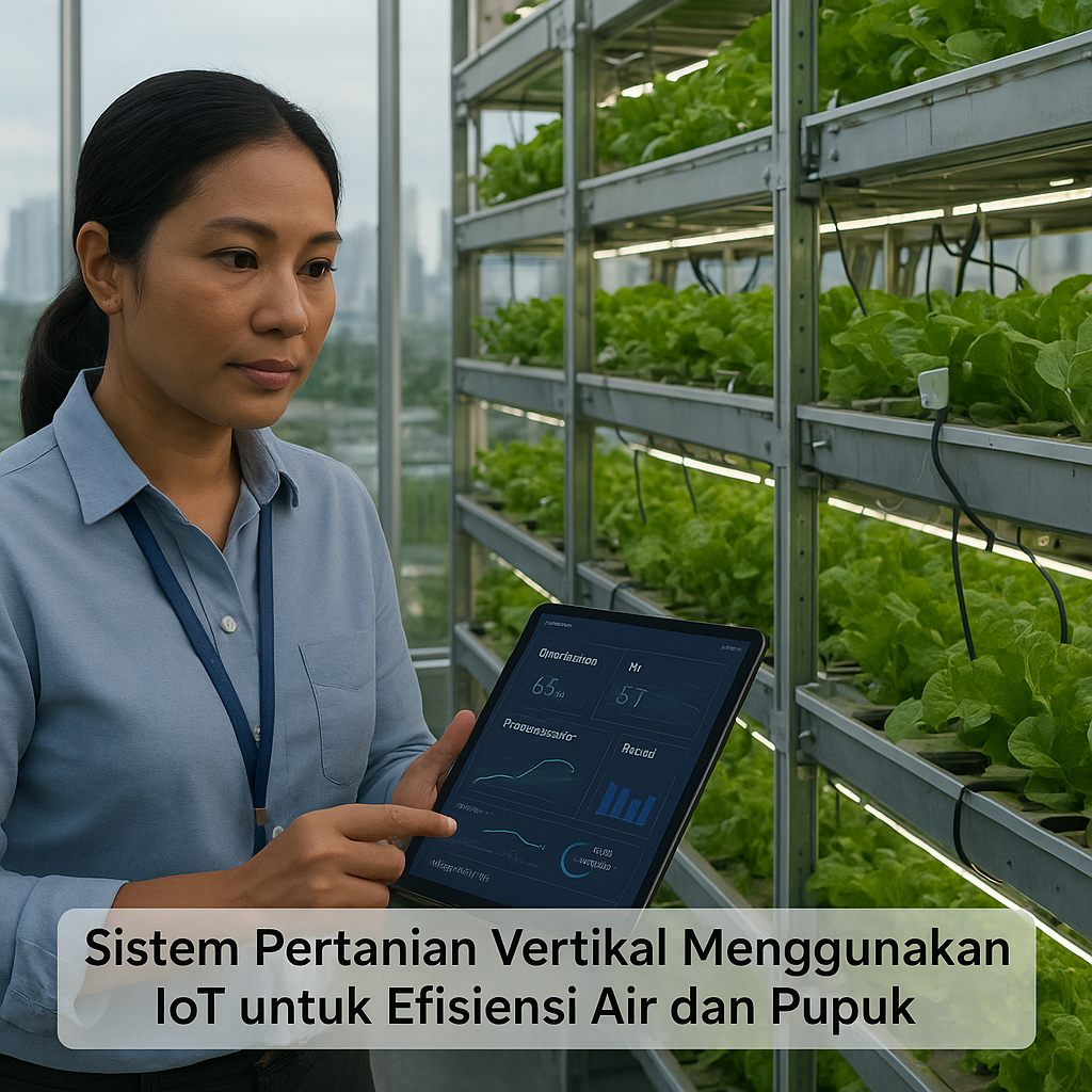 Sistem Pertanian Vertikal Menggunakan IoT untuk Efisiensi Air dan Pupuk