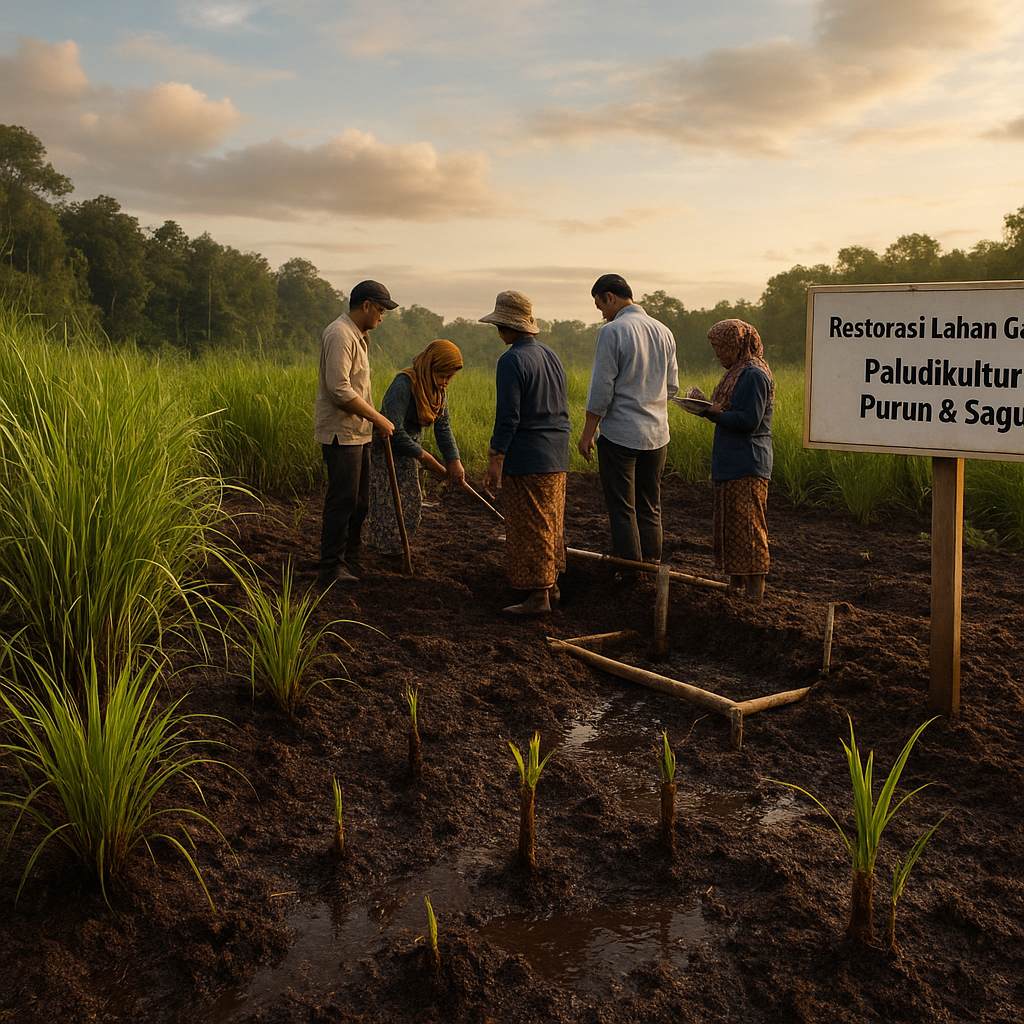 Restorasi Lahan Gambut Berbasis Paludikultur dengan Komoditas Purun dan Sagu di Kalimantan