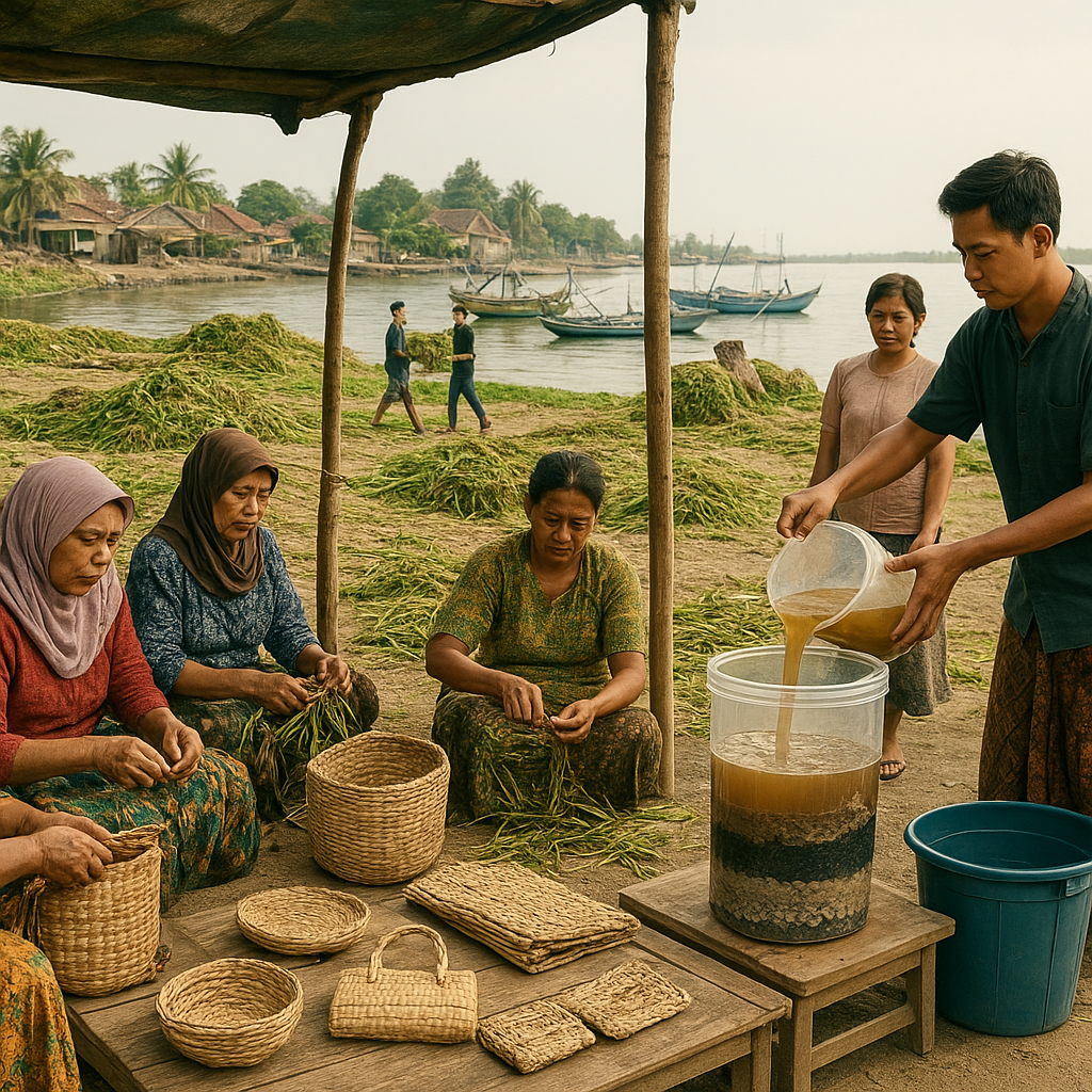 Komunitas di Pesisir Demak Manfaatkan Eceng Gondok untuk Anyaman dan Penjernih Air