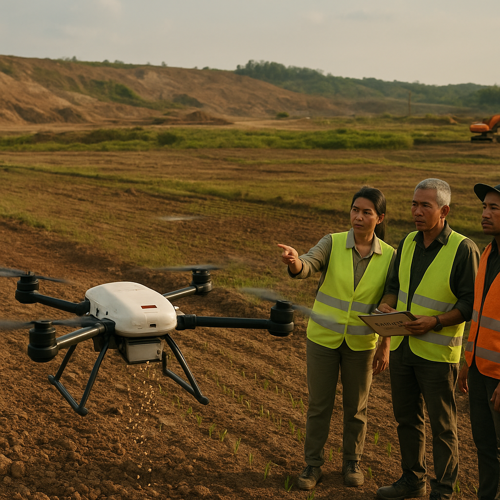 Drone Penyemai Padi: Mengubah Lahan Pasca-Tambang Jadi Sawah Produktif dengan Teknologi Presisi